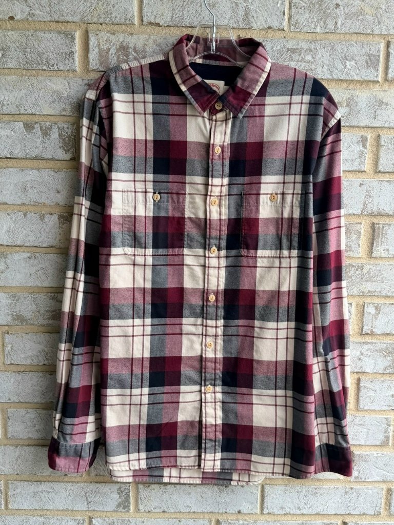 Brooks Brothers Red Fleece Long Button Up Plaid Shirt Men's Size L
